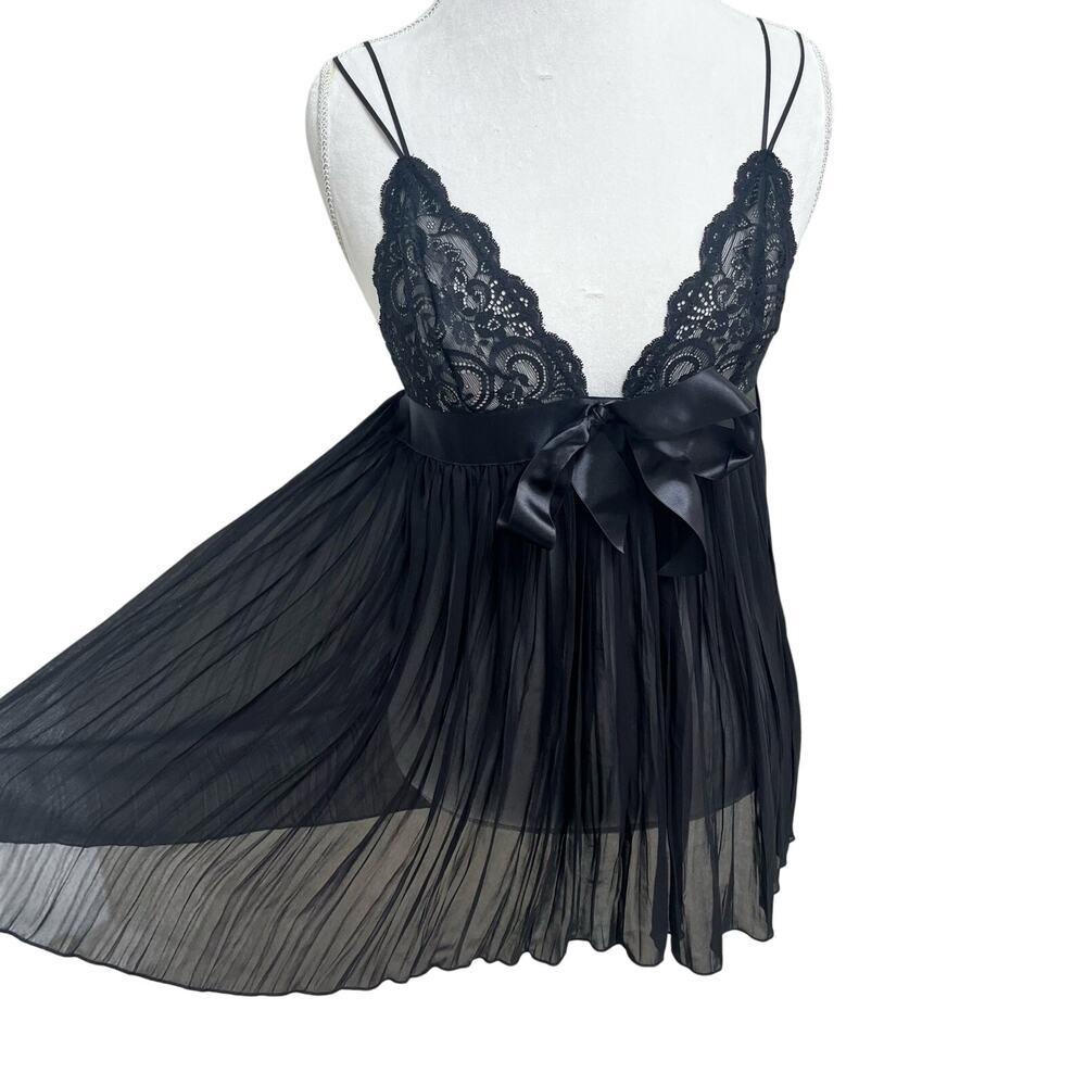 Victoria's Secret Black Lace Lingerie Nightie Babydoll Top Valentine's Day New